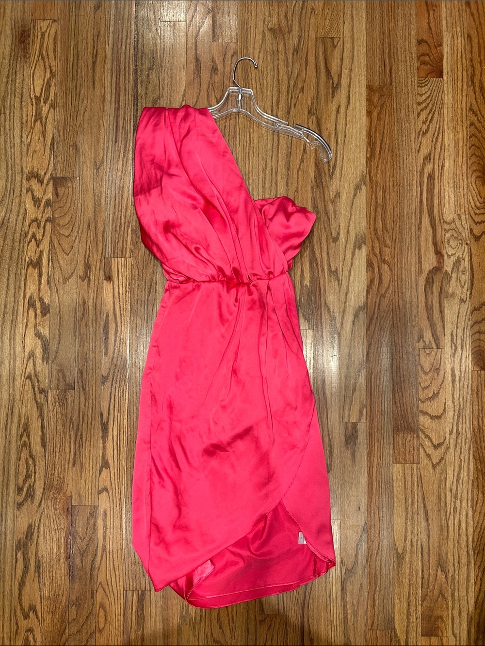 DO+BE One-Shoulder Satin Dress in Hot Pink